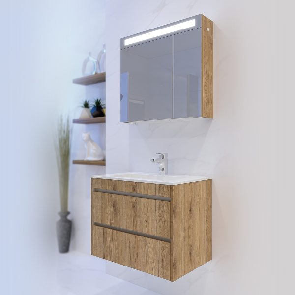Комплект шкафове за баня Ема дървесни интериор
